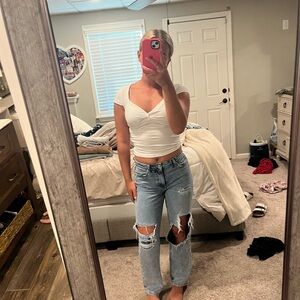 Forever 21 Blue Boyfriend Distressed Jeans 38 Inseam